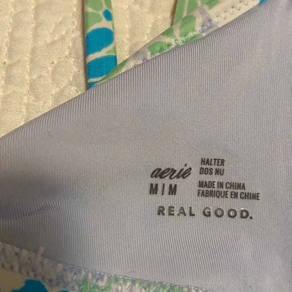 aerie women medium Floral Ruffle Bikini Set - Blue & Green purple multi - Picture 5 of 5